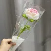 Decorative Flowers High-level Sense Knitted Flower DIY Simulation Homemade Woven Rose Bouquet Valentine's Romantic Idea Gifts