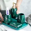 Badaccessoire set marmeren textuur badkamer bak keramische hand sanering lotion accessoires soap dispenser tand