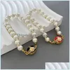 Chain Designer Enamel Pearl Hand Strung Fashion Pearls Link Bracelets Luxury Senior Magnetic Suckers Party Wedding Accessories Dh9Tp