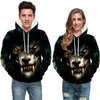 Erkek Hoodies 2023 Moda Erkekler Cadı Kafatası Kabak Yılan Hayvan Baskısı 3D Sweatshirt / Hoodie Dark Unisex Street Giyim