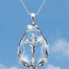 Pendant Necklaces Tree Of Life Necklace Water Drop Crystal For Women Man Trendy Zinc Alloy Jewelry Party Gifts