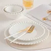 Placas 1pcs vajilla de cerámica creative perla con tazón redondo plato de porcelana ensalada sopa de arroz cuencos cocina plato de filete occidental