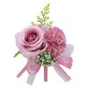 Flores decorativas brancas boutonniere corsage de casamento pulseira de rosa vermelha artificial para homens de dama de honra Botão dos hóspedes Acessórios para o casamento