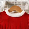 Girl Dresses Overall For Girls Toddler Kids Baby Christmas Outfit Xmas Fleece Dress Long Sleeve Velvet