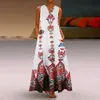 Повседневные платья с цветочным принтом Boho Casual Long Dress Летнее одежда для женщин VNECK Sexy Off Plouds Ladies Dress Plus Size Maxi платье 230113