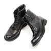 부츠 2023 빈티지 수제 남자 영국 고급 소 가죽 신발 품질 라운드 발가락 클래식 발목 캐주얼 플랫폼