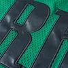 Dernier short de sport brodé en cuir patchwork en tissu maillé Rhude noir gris vert