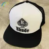 Casquette de Baseball Rhude brodée de lettres limitées de Monaco pour hommes et femmes, chapeau respirant à large bord en maille bleue découpée, réglable