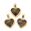 Pendentif Colliers 5pcs Pierre Naturelle Coeur Malachites Labradorites Améthystes Charmes Pendentifs Pour La Fabrication De Bijoux Femmes Collier DIY