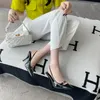 Sandaler Fashion Women Round Toe Ladies Summer Black Patent Leather Party Pumps Thin High Heels Elastic Back Strap Slides Sexy