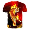 Men's T Shirts 2023 Fashion Rich Tiger 3D Color Printing Oversized T-shirt Summer Short-Sleeved Casual Sports Top