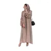 Roupas étnicas 2023 Dubai Oriente Médio Cardigan Girl Girl Girl Mulheres Robe Muslim Summer Maxi Dress Islâmico Ramadã Abaya