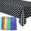 Nappe de table rectangulaire en plastique imperméable jetable, respectueuse de l'environnement, couleur unie, avec gros points blancs, accessoires pour la maison