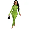 Women's Jumpsuits & Rompers Adogirl Striped Printed Streetwear Bodycon Jumpsuit Woman Mock Neck Long Sleeve Night Club Party Outfits 2023 On