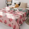 Blankets Summer 4 Layers Breathable Bamboo Fiber Cotton Blanket Gauze Towel Quilt Dual-sided Pattern Bed Sheet Cover Soft