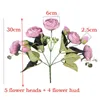 Decorative Flowers Artificial 9 Heads Silk Rose Peony Fake Flower Simulation Flannel Home Party Wedding Decoration Bridal Bouquet