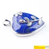 Wojiaer Love Heart Gem Stones Charm Pendant Vohemian Style Women Jewellery天然ターコイズラピスラズリクリスタルストーン