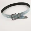 Ceintures Denim tissu ceinture pour femmes rétro alliage sculpté boucle ardillon taille sangle femme fille jean rue décoration ceinture