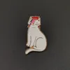 Linda corona broches de gato blanco para mujeres dibujos animados de oro plateado plateado insignias de la aleación de la aleación del regalo del regalo del regalo del regalo