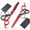 Hårsax Professional Japan 440C 6 '' Röd hårklippande sax Frisyr Tonning Barber Makas Cut Haircutting Shears Frisörsax 230114