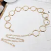 Belts Ladies Geometric Long Belly Waist Chain Belt For Women Fashion Female Personality Metal Gold Circle Dress 2023