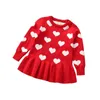 Vestidos de niña, vestido de bebé de primavera y otoño, suéter tejido de lana con estampado de corazón, Tops para el Día de San Valentín 2023, jerséis para niños de 18M-5T, atuendos