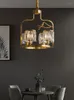 Lâmpadas pendentes modernas Luz de luxo de cobre Crystal Bird Sala de estar de jantar Villa El Chandelier Luzes E14 AC110V 220V