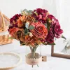 Decorative Flowers 30cm 5 Head Peony Artificial Flower Silk Bouquet Autumn Home Decoration Wedding Room Decor DIY Mixed Fake Arrangement