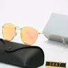 2023 Klasik Yuvarlak Marka Tasarım Güneş Gözlüğü UV400 Gözlük Metal Moda Altın Çerçeve Güneş Gözlükleri Erkek Kadınlar Ayna 34447 Güneş Gözlüğü Polaroid Sürüş Cam lens