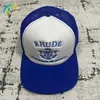 Chapeau brodé de couronne avec lettres bleues pour hommes et femmes, classique, mode, protection solaire réglable, maille, Patchwork, casquette de Baseball, 6490758