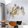 Wall Clocks Metal Digital Clock 3D Home Decore Chinese Ginkgo Biloba Modern Design Living Room Decoration Drop Delivery Garden Decor Dhtk8