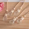 Rhombic Essential Oils Diffusers Car Pendant Perfume Bottle Glass Ornaments Empty Bottles Round Wooden Lid Air Freshener