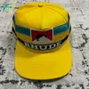Czapki z daszkiem haftowana naszywka w paski żółta Rhude czapka z daszkiem mężczyźni kobiety 1 wysokiej jakości zewnętrzny filtr przeciwsłoneczny regulowany kapelusz z szerokim rondem T230224