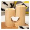 Candle Holders Natural Wood Tea Light Heartshaped Romantic Cute Decorative Wedding Decor Home Drop Delivery Garden Dhs4V