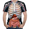 JOOCAR Halloween T-Shirt Corps Anatomie Organe Interne T-Shirt Imprimé 3D Col Ras Du Cou À Manches Courtes Haut Drôle