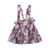 Meisje jurken babymeisjes kleren Kinderen Bib riem riem jurk feest prinses zomers bloemen zonsondergooid schattige mouwloze bowknot strandvestidos