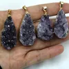 Collane con ciondolo Ametista naturale Goccia d'acqua Geode Orgone Pietra Ghiaia viola Campione minerale Accessorio per gioielli in cristallo di quarzo grezzo