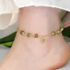 Anklets mosan 14k pläterad guld naturlig Hetian Jade Anklet justerbar för kvinnors modesmycken