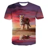 T-shirts pour hommes 2023 Mode Rich Tiger 3D Couleur Impression Surdimensionné T-shirt D'été À Manches Courtes Décontracté Haut De Sport