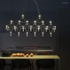 Lámparas colgantes Starlight Chandeliers Modern Gold / Chrome LED Crystal Light Lámpara colgante para cocina Isla Salón / Comedor Tienda Windo