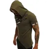 Męskie koszulki T-shirty T-shirty Summer Casual Patchwork Slim Shood Shooded Sports Shirt Top Fitness Sportswear Camiseta Hombre