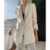 Women's Suits 2 Pieces Sets Woman Beige Blazer And Wide Leg Pants Elegant Spring 2023 Pantsuits Two Business Office Outfit