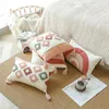 枕の房状のモロッコのソファ枕カバーホーム装飾用の刺繍入りカバーリビングルームピンクケース45x45ハウセデクーシン
