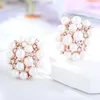 Kolczyki stadnorskie Godki Summer Daily Flower Cluster Pearl for Women Cubic Zirconia Crystal CZ Earring Brincos Bijoux