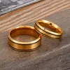 Wedding Rings Stainless Steel Ring Golden Matte Finished Black Thin Line Couple Alliance Jewelry For Women And Men