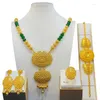 Necklace Earrings Set 24k Gold Plated Dubai Saudi Jewelry Bridal Wedding Rings Bracelet African