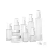 Botellas de embalaje 2021 20Ml 30Ml 40Ml 60Ml 80Ml 100Ml 120Ml Botella cosmética de vidrio esmerilado Bomba de loción Líquido recargable por gota de aerosol Dh3Em