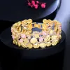 Braccialetti a maglie CWWZircons Unico Viola Rosa Cubic Zirconia Cristallo Opaco Dubai Placcato Oro Grosso Grande Largo Per Le Donne Matrimonio CB305