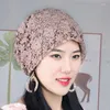 Ethnic Clothing Fashion Women Embroidery Lace Turban Hat Muslim Headwrap Cap Rhinestones Bonnet Hijab Femme Musulman Ready To Wear Inner