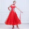 Stage Wear Modern Dance Tank Shoulder Sleeveless Dress Adult Ballroom Pendant Cuff Rhinestones Decoration One Piece